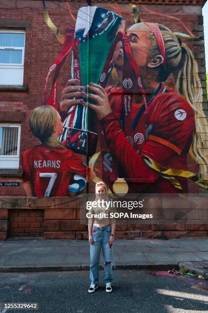 English professional footballer, Missy Bo Kearns, who plays as a midfielder for Women's Super League club Liverpool is seen at a newly completed...