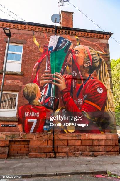 New wall art of the Liverpool FC Women's player Missy Bo Kearns in Tancred Road, Liverpool by Artist Paul Curtis . A scouser and lifelong Red, Kearns...