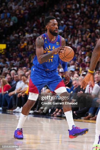 Jeff Green of the Denver Nuggets dribbles the ball during Round 3 Game 1 of the Western Conference Finals 2023 NBA Playoffs against the Los Angeles...