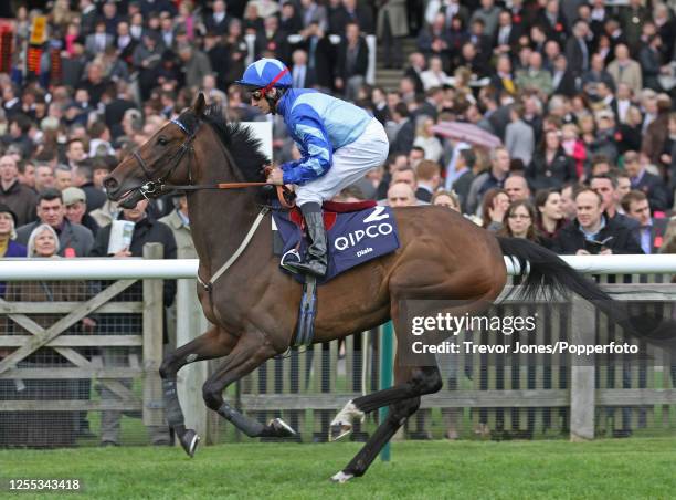 Irish Jockey Eddie Ahern riding Diala cantering to post for the 1000 Guineas at Newmarket Rowley Mile Course, 6th May 2012.