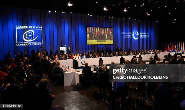 Participants attend the closing session on the second day of the 4th Summit of the Heads of State and Government of the Council of Europe, at the...