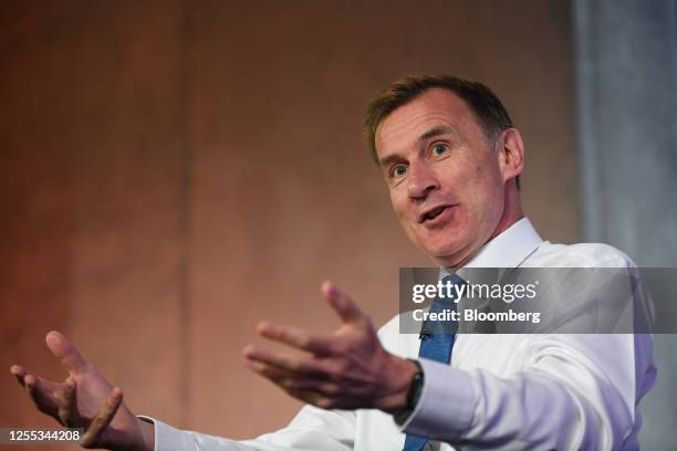 Jeremy Hunt, UK chancellor of the exchequer, speaks at the British Chambers of Commerce Global Annual Conference 2023 in London, UK, on Wednesday,...