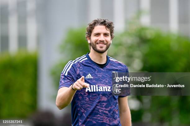 Manuel Locatelli of Juventus during a training session ahead of their UEFA Europa League semi-final second leg match against Sevilla FC at Estadio...