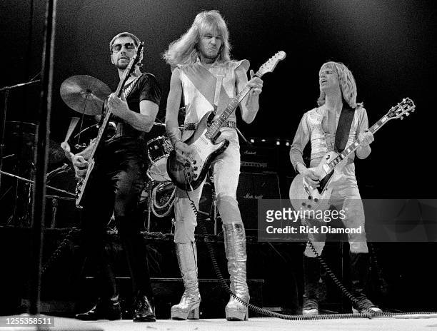Chuck Panozzo, James "JY" Young and Tommy Shaw of STYX performs during Z-93 & U.S. Marines Toys for Tots at The OMNI Coliseum in Atlanta Georgia,...