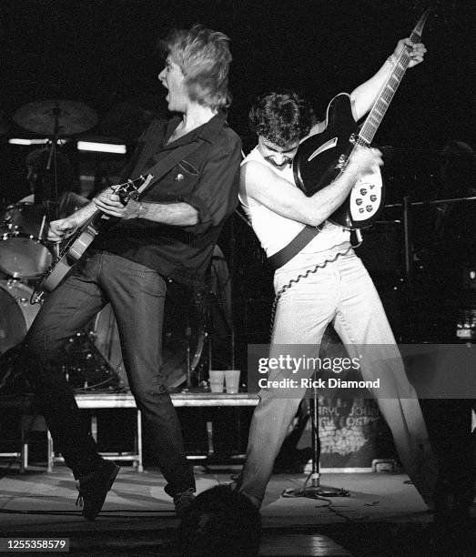 Hall & Oates, Daryl Hall and John Oates performs during Z-93 & U.S. Marines Toys for Tots at The OMNI Coliseum in Atlanta Georgia, December 14, 1980...