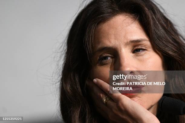 French actress and director Maiwenn attends a press conference for the film "Jeanne Du Barry" during the 76th edition of the Cannes Film Festival in...