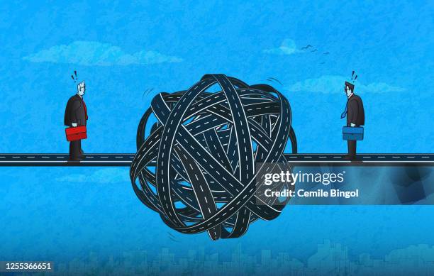 tangled knot-businessmen - knot tying stock illustrations