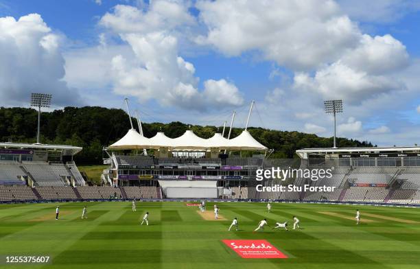 General view inside the stadium during Day Three of the 1st #RaiseTheBat Test Series between England and The West Indies at The Ageas Bowl on July...
