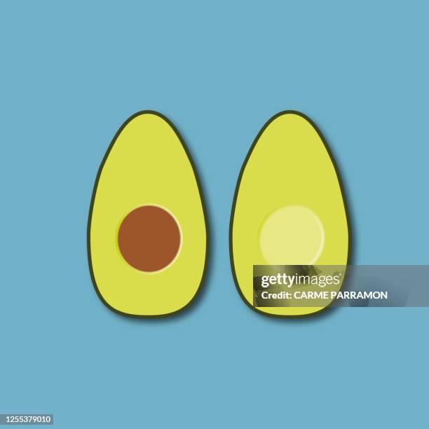 ilustrações de stock, clip art, desenhos animados e ícones de avocado. green fruit with stone - abacate hass