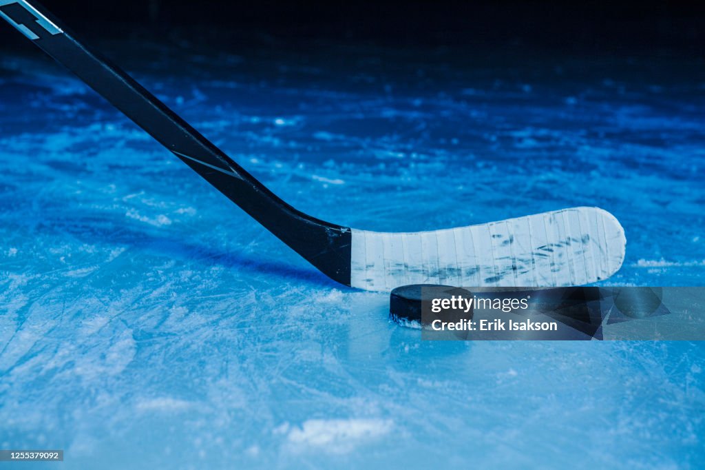 Hockey stick and puck