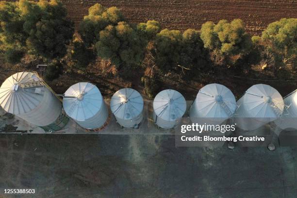 grain silo bins - silage stock pictures, royalty-free photos & images