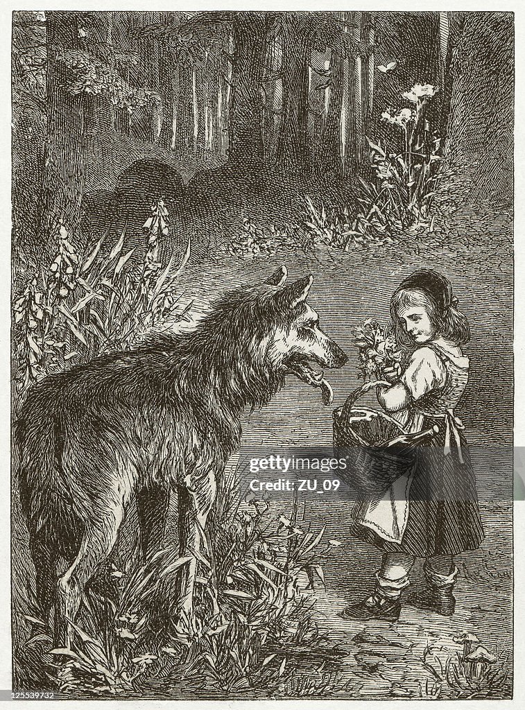 Little Red Riding Hood, wood engraving, published in 1873