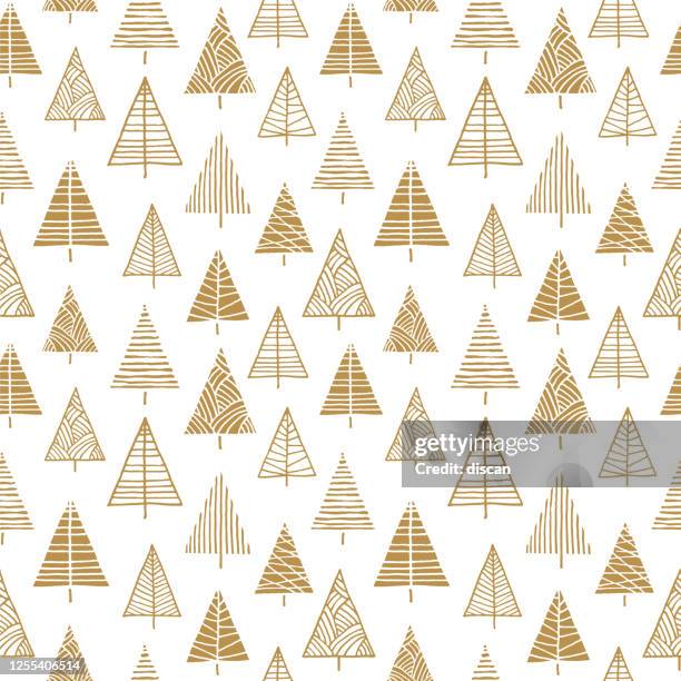 weihnachtsbaum nahtlose muster hintergrund. - weihnachtsbaum stock-grafiken, -clipart, -cartoons und -symbole