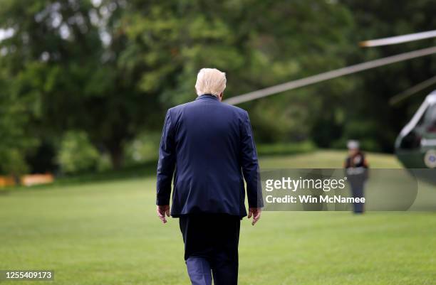 President Donald Trump leaves the White House on Marine One, on July 10, 2020 in Washington. DC. President Trump is traveling to Florida and will...