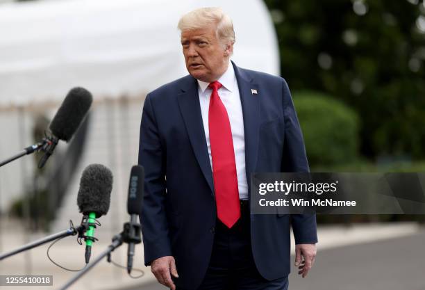 President Donald Trump leaves the White House on Marine One, on July 10, 2020 in Washington. DC. President Trump is traveling to Florida and will...