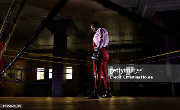 Boxer Claressa Shields is photographed for Los Angeles Times on October 30, 2019 at the Berston Field House in Flint, Michigan. PUBLISHED IMAGE....