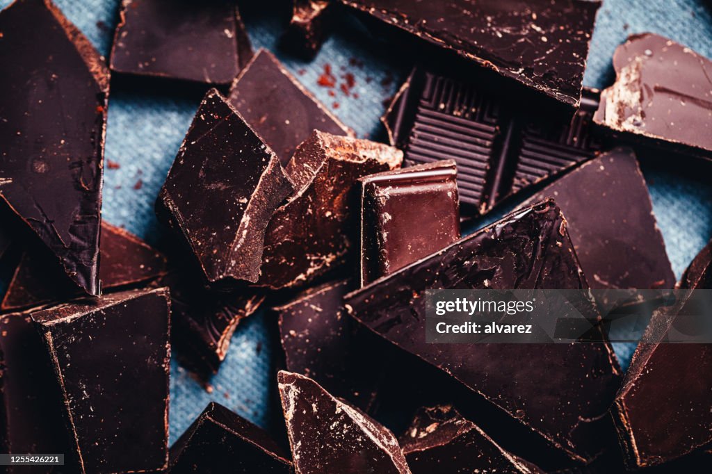Pieces of raw chocolates