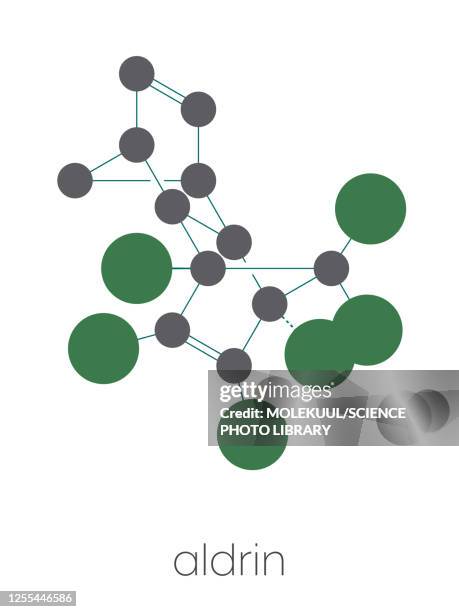 aldrin banned pesticide molecule, illustration - agricultural machinery stock illustrations