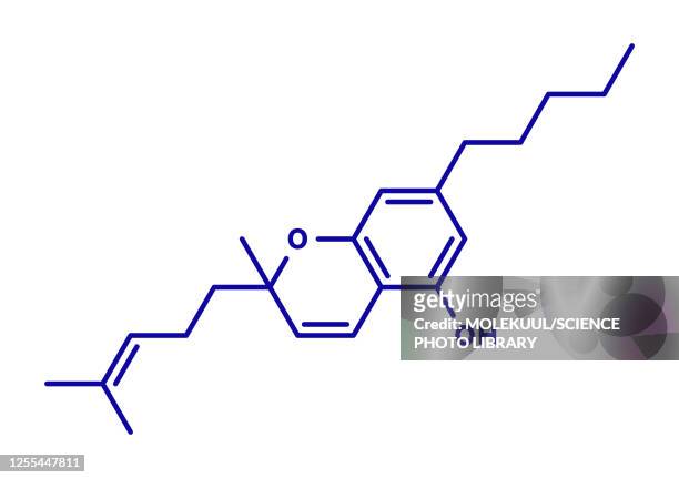 cannabichromene cannabinoid molecule, illustration - cannabinoid stock illustrations