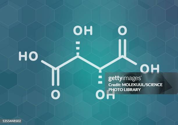 tartaric acid molecule, illustration - cream stock illustrations