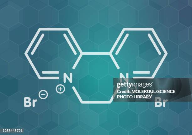 diquat dibromide contact herbicide molecule, illustration - dehydration stock illustrations