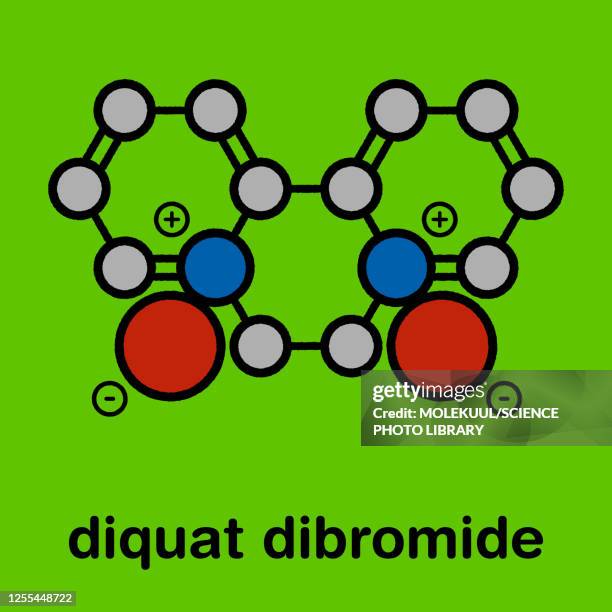 diquat dibromide contact herbicide molecule, illustration - dehydration stock illustrations