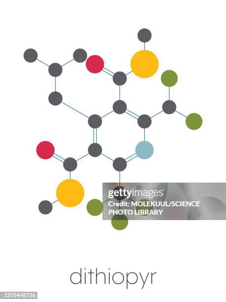 dithiopyr preemergent herbicide molecule, illustration - crabgrass stock illustrations