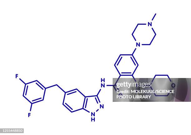 entrectinib cancer drug molecule, illustration - formula stock illustrations