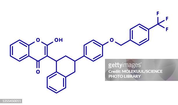 flocoumafen rodenticide molecule, illustration - chemical formula stock illustrations