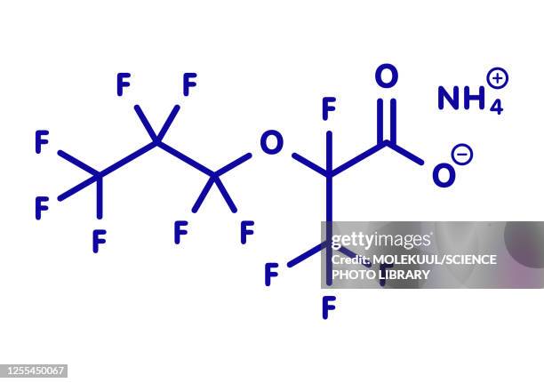 genx molecule, illustration - chemical process icon stock illustrations