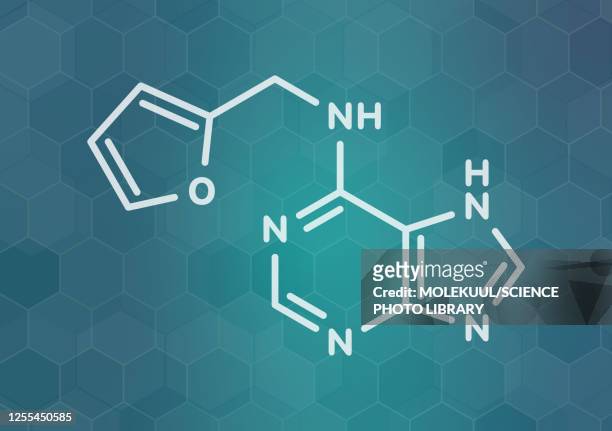 kinetin plant hormone molecule, illustration - anti aging stock illustrations