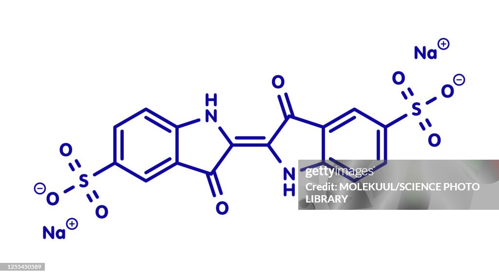 Indigotin indigo dye molecule, illustration