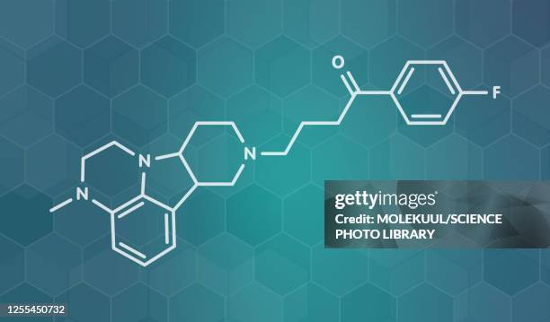 lumateperone antipsychotic drug molecule, illustration - bipolar disorder stock illustrations