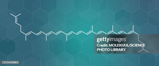 lycopene red tomato pigment molecule, illustration - food additive stock-grafiken, -clipart, -cartoons und -symbole