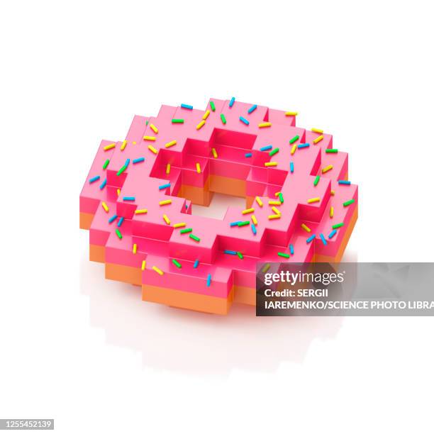 pink doughnut, illustration - streusel stock-grafiken, -clipart, -cartoons und -symbole