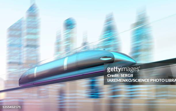 high-speed trains in tunnel, illustration - futuristic stock illustrations