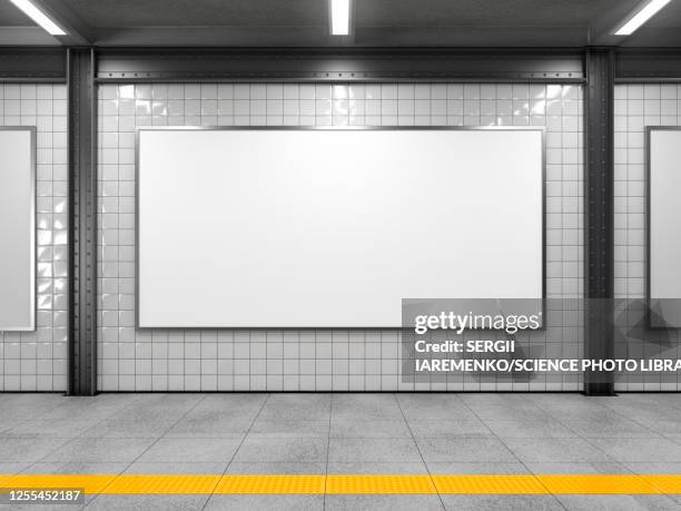 ilustraciones, imágenes clip art, dibujos animados e iconos de stock de empty billboard, illustration - subway station