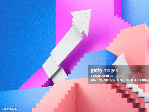 growth, conceptual illustration - three dimensional arrow stock illustrations