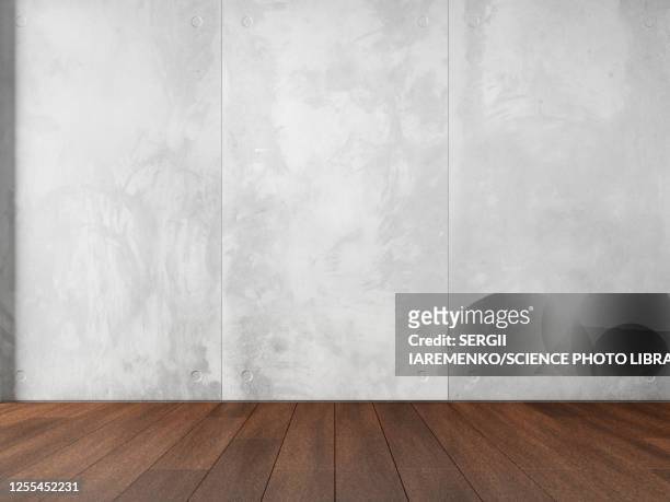 concrete wall and wood floor, illustration - indoors stock illustrations