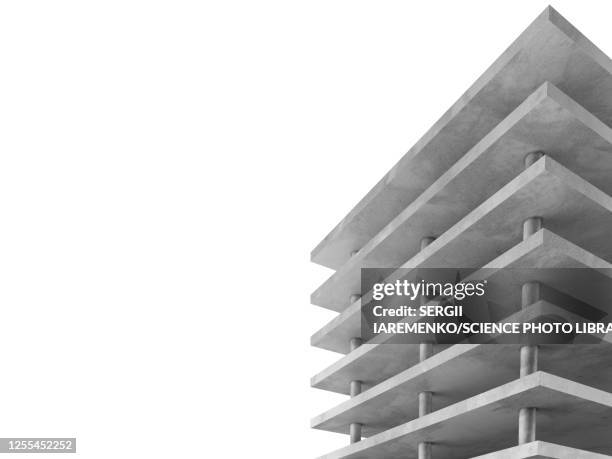 concrete framed building, illustration - empty office floor stock illustrations