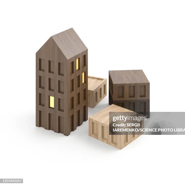 stockillustraties, clipart, cartoons en iconen met architectural models, illustration - model to scale