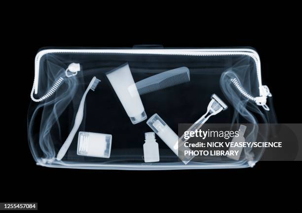 makeup bag, x-ray - beauty case stockfoto's en -beelden