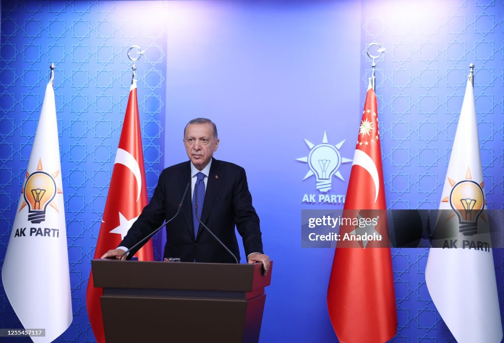 Tayyip Turkish President Recep Tayyip Erdogan attends a meeting with party's ...