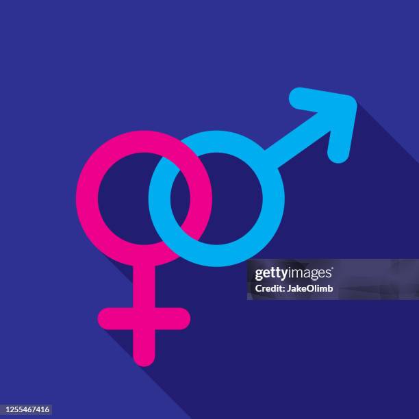 interlocking male and female symbols - comparing two things stock illustrations