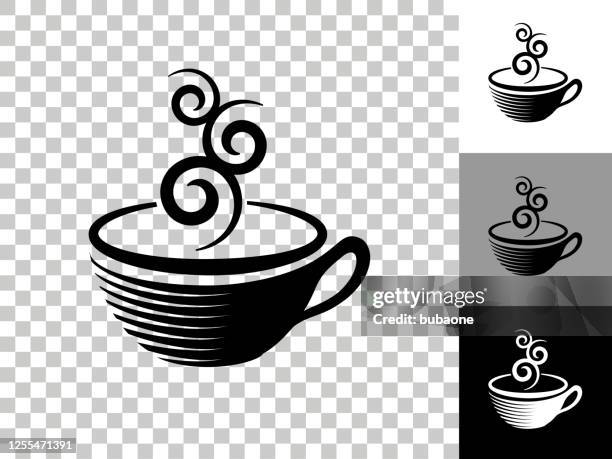 coffee cup icon on checkerboard transparent background - multiple coffee cups stock illustrations