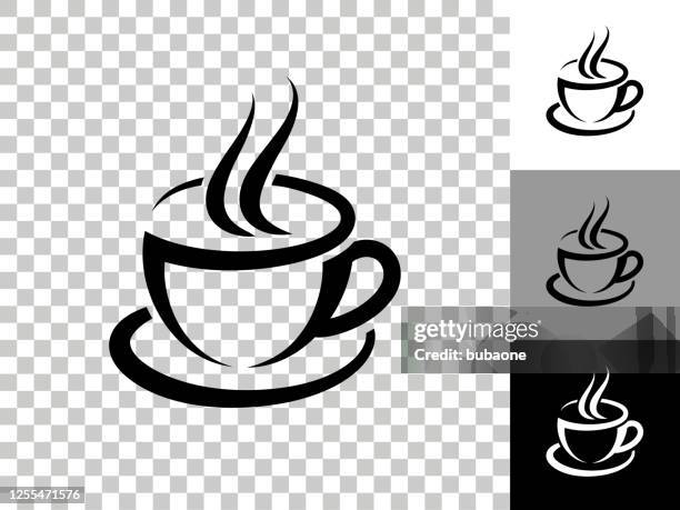 coffee cup icon on checkerboard transparent background - multiple coffee cups stock illustrations