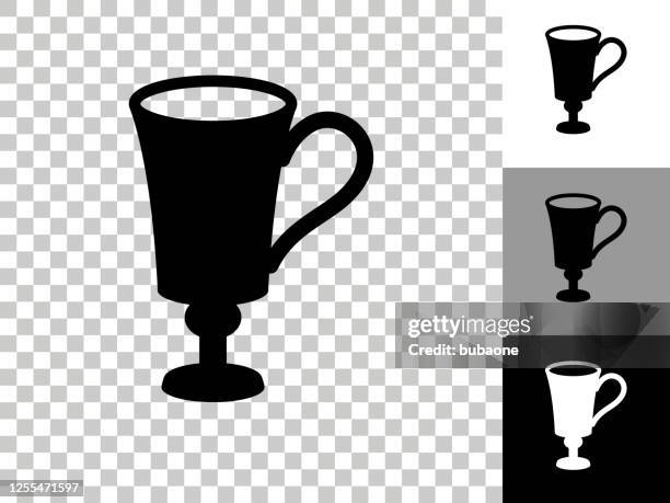 coffee cup icon on checkerboard transparent background - multiple coffee cups stock illustrations