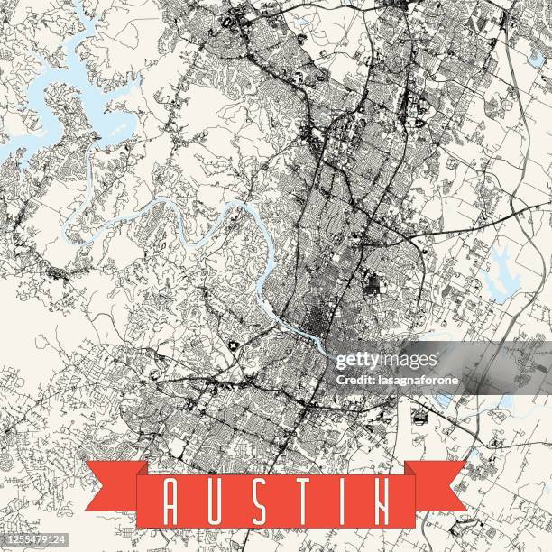 austin, texas vector map - austin texas skyline vector stock illustrations