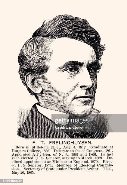 frederick theodore frelinghuysen (xxxl) - administrator portrait stock illustrations