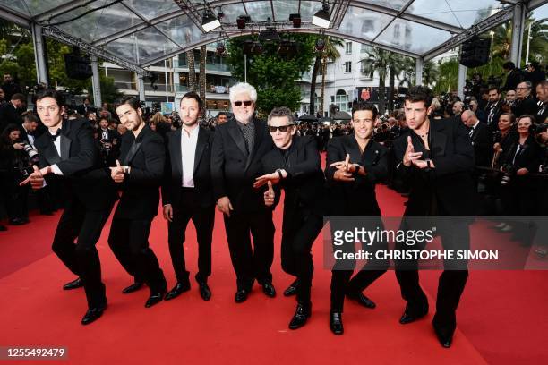Spanish film director Pedro Almodovar arrives with actor George Steane, Portuguese actor Jose Condessa, Belgian-Italian producer and creative...